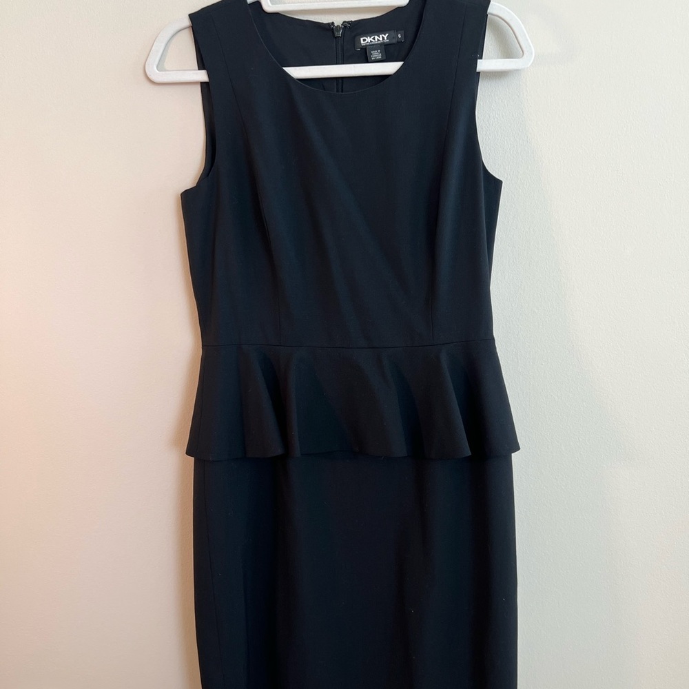 DKNY Black Midi Peplum Dress
